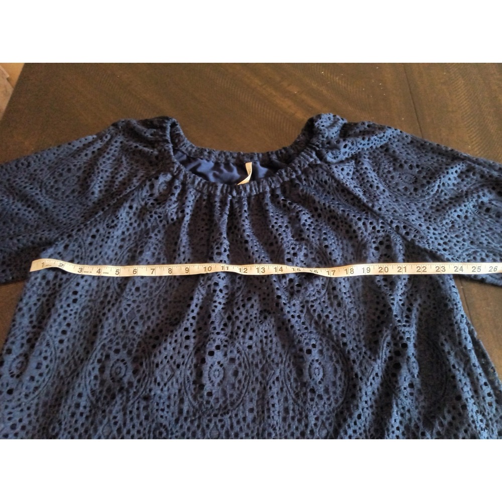 Leo & Nicole Admiral Navy Eyelet Lace Convertible Blouse XXL NWT - Picture 13 of 13